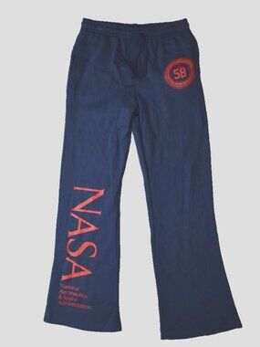 Mighty Fine Womens NASA Wide Leg Soft Lounge Blue Sweatpants Pants New XS